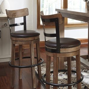 PINNADEL TALL UPH SWIVEL BARSTOOL  L/Brown