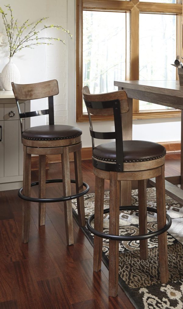 PINNADEL TALL UPH SWIVEL BARSTOOL  L/Brown