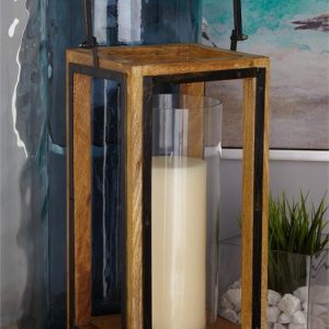 LANTERN WD MTL GLS 8"X22"