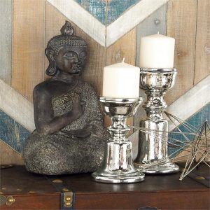 GLASS CANDLE HOLDER SET/2 9"X12"