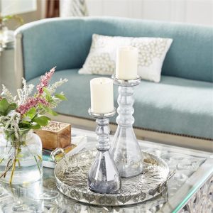 GLASS CANDLE HOLDER SET/2 11"X14"