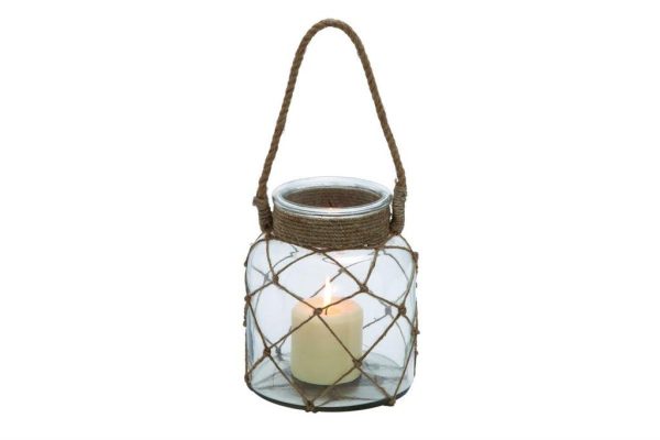 GLASE ROPE CNDL LANTERN 7"X8" - Image 4