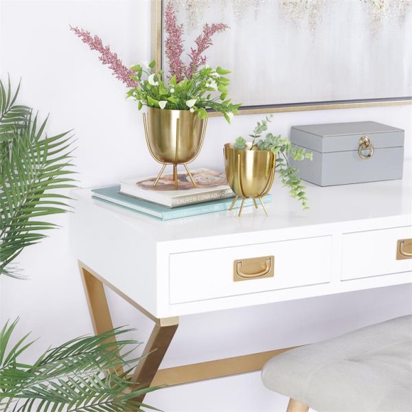 METAL PLANTER SET/2  6"X7"