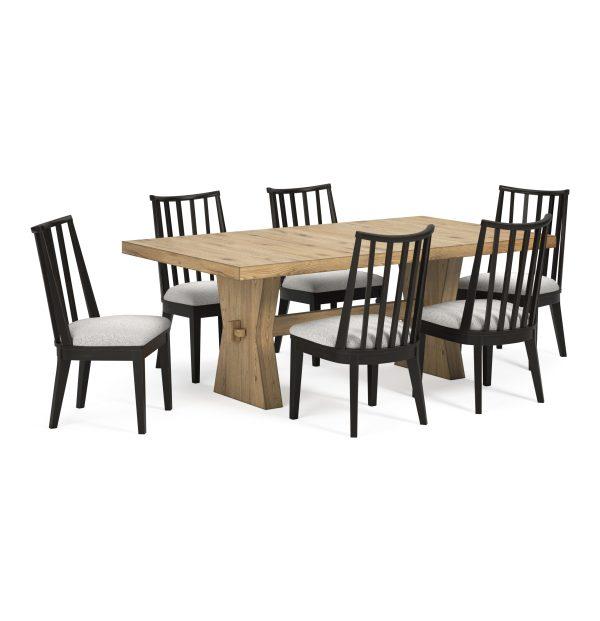 Galliden 7-Piece Dining Set with Vertical Slats Side Chair - Image 2