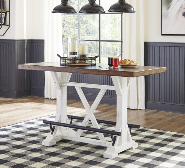 VALEBECK RECT DINING COUNTER TABLE Wh/Brown