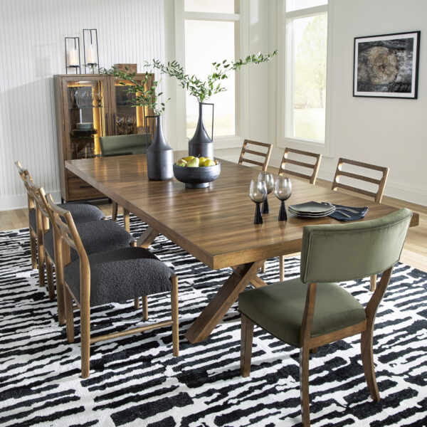 Steenlage 9-Piece Dining Set Brown with Side Chairs Green - Image 18