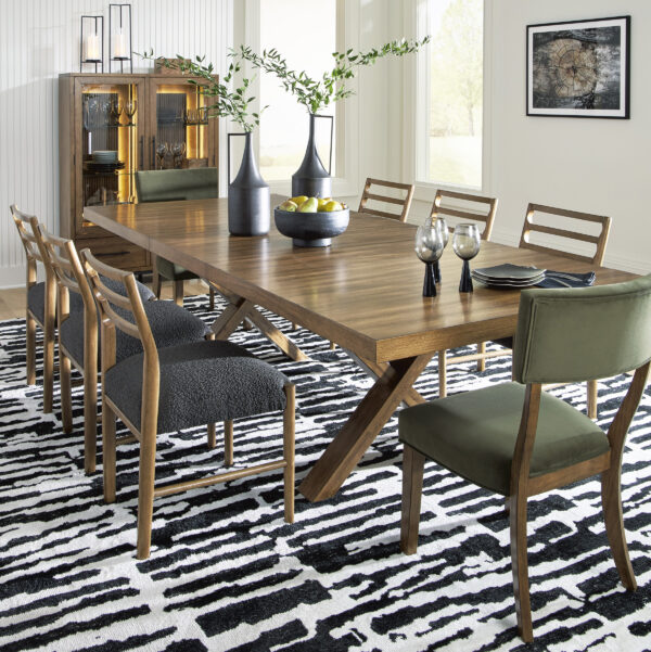 Steenlage 9-Piece Dining Set Brown with Side Chairs Green - Image 20