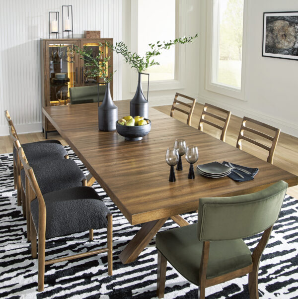 Steenlage 9-Piece Dining Set Brown with Side Chairs Green - Image 21