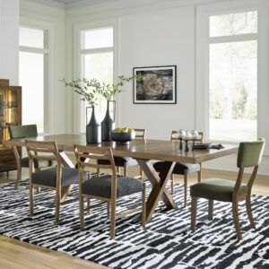 Steenlage 7-Piece Dining Set Brown with Side Chairs Green