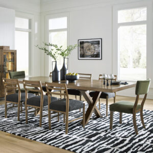 Steenlage 9-Piece Dining Set Brown with Side Chairs Green