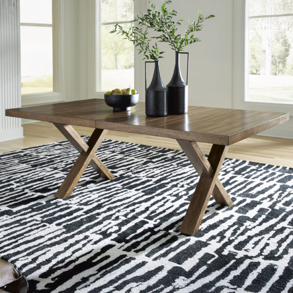 STEENLAGE RECT DINING EXT TABLE Brown