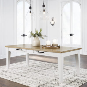 ASHBRYN RECT DINING TABLE White/Natural