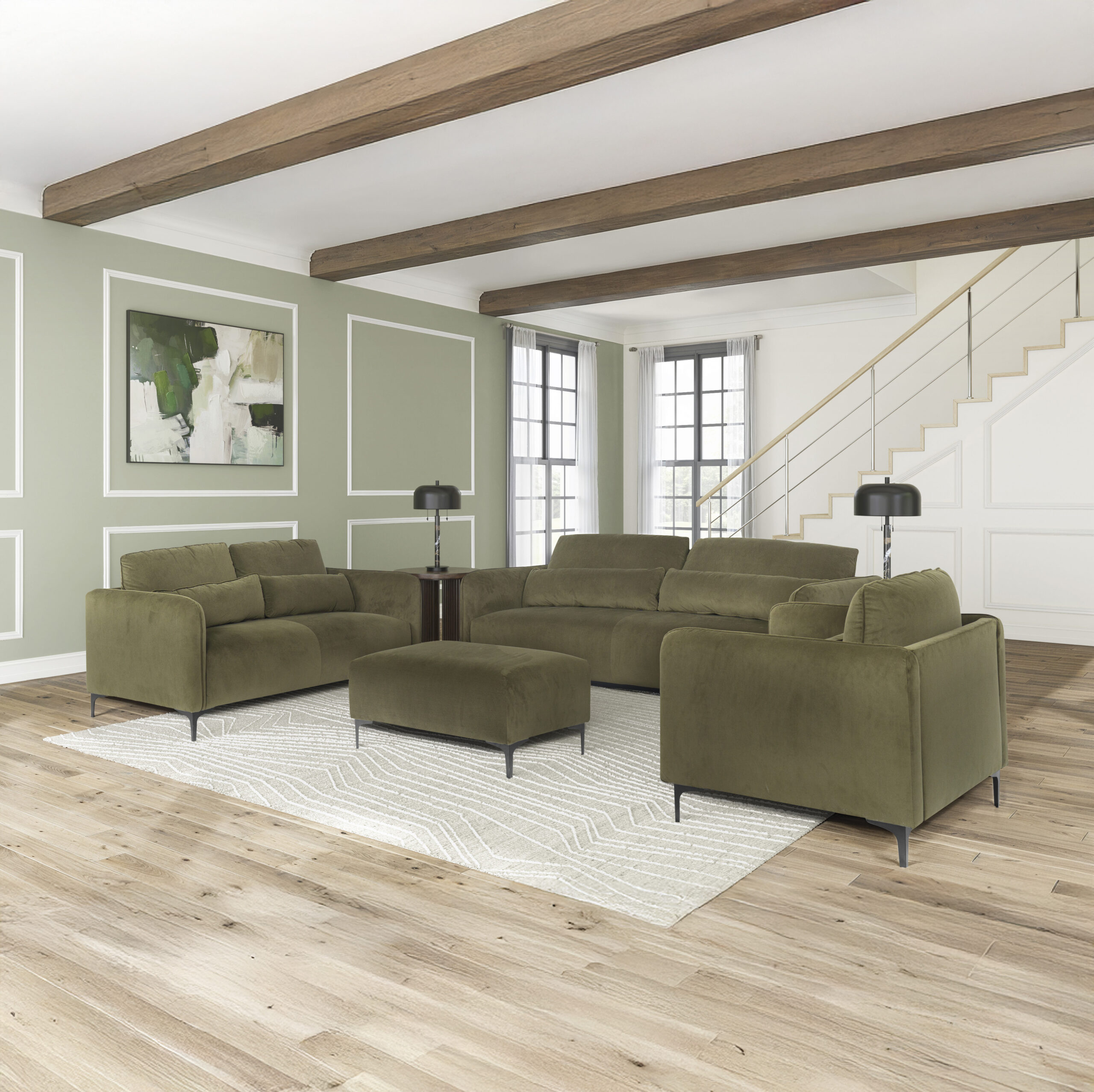 Stonekey 4-Piece Lounge Set Olive