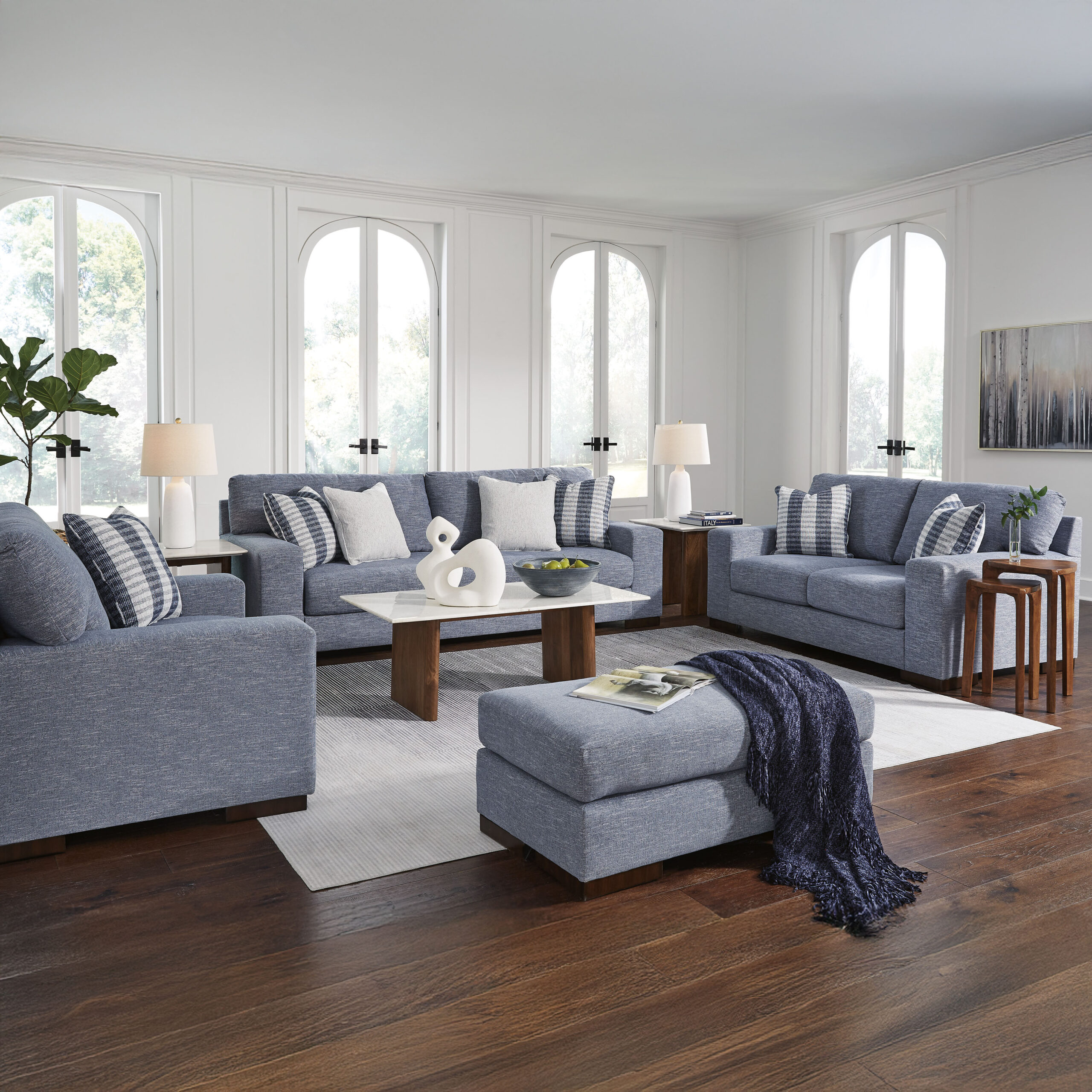Belvoir 3-Piece Lounge Set Denim – Ottoman Not Included - Image 14