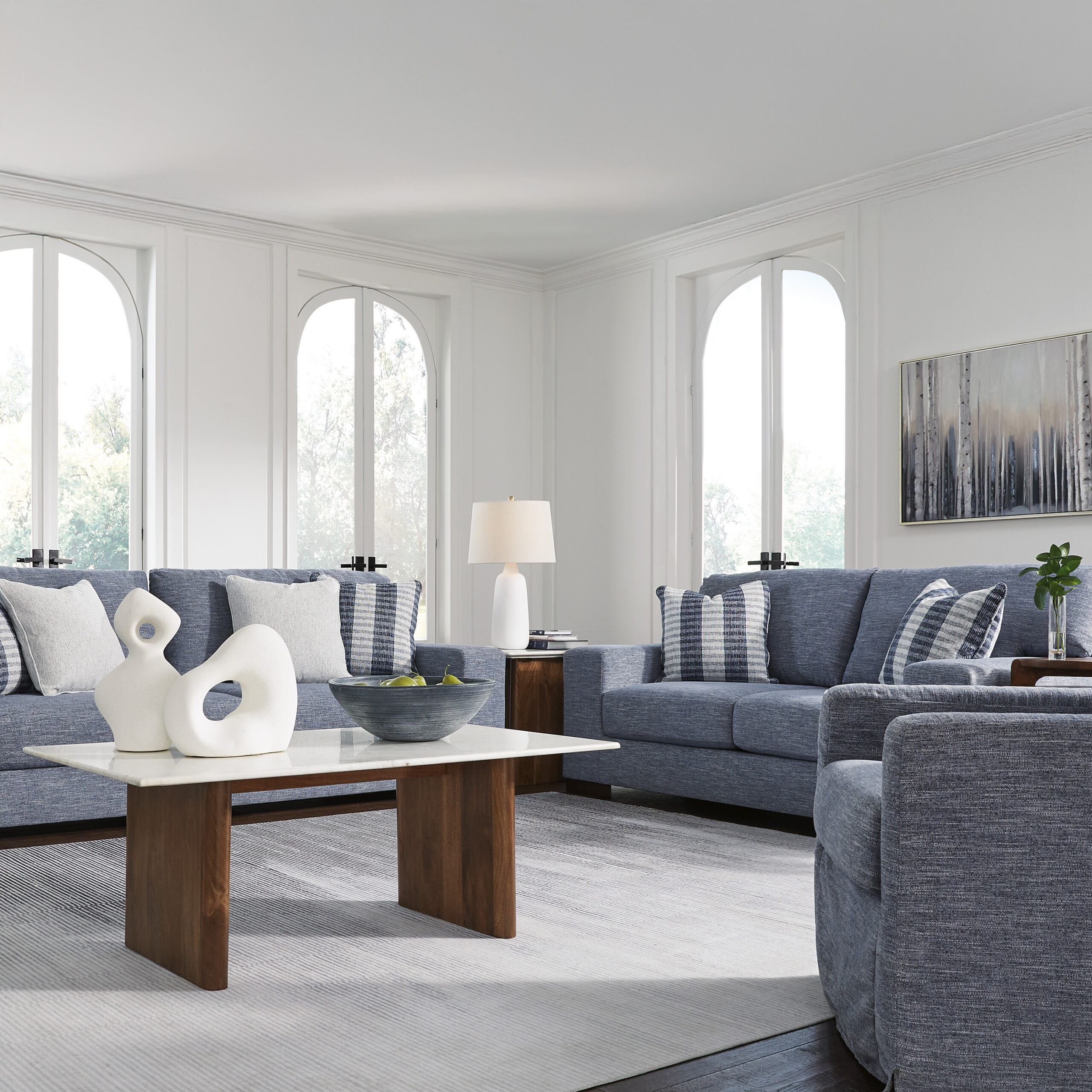 Belvoir 3-Piece Lounge Set Denim – Ottoman Not Included - Image 9