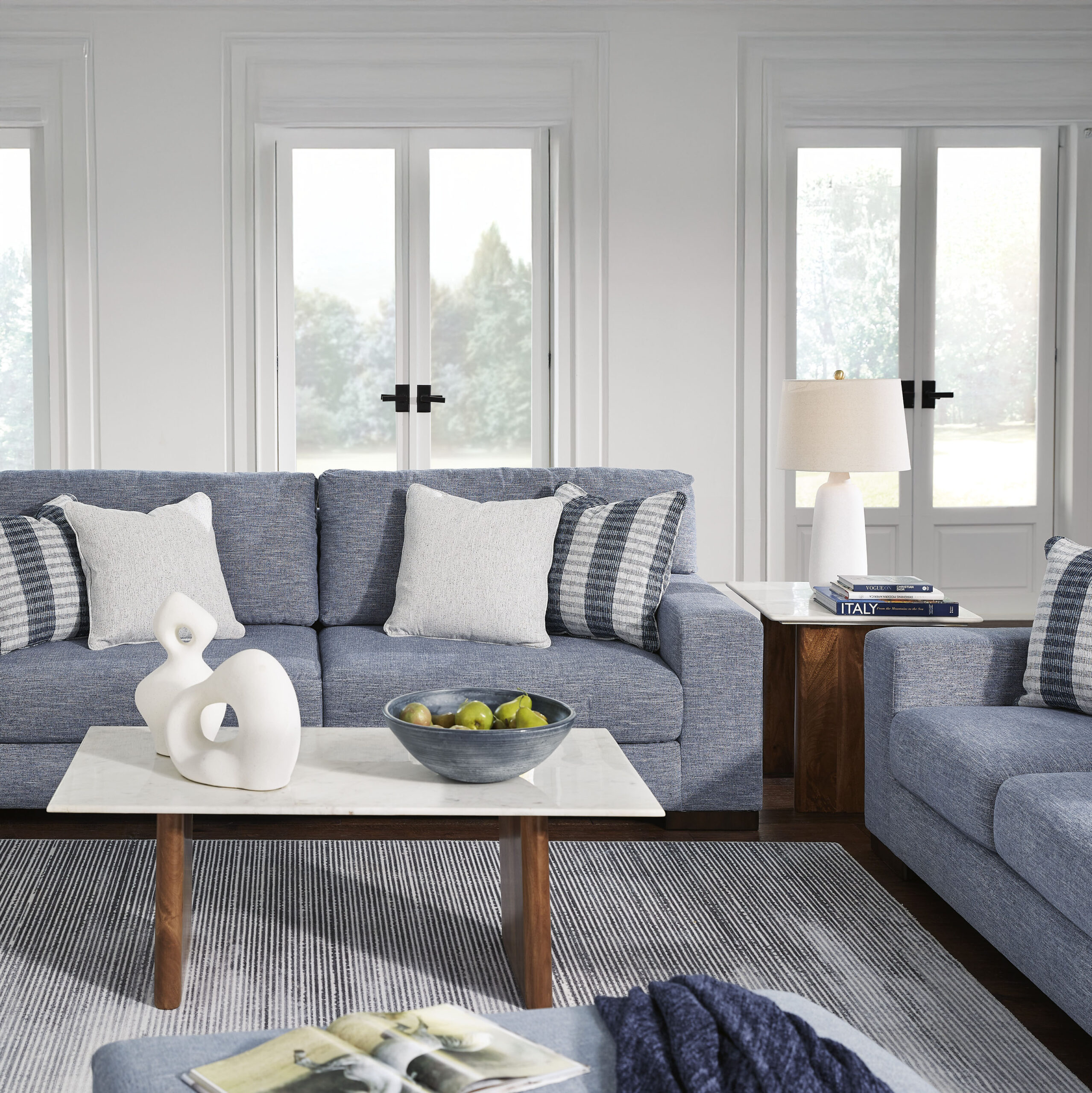 Belvoir 3-Piece Lounge Set Denim – Ottoman Not Included - Image 7