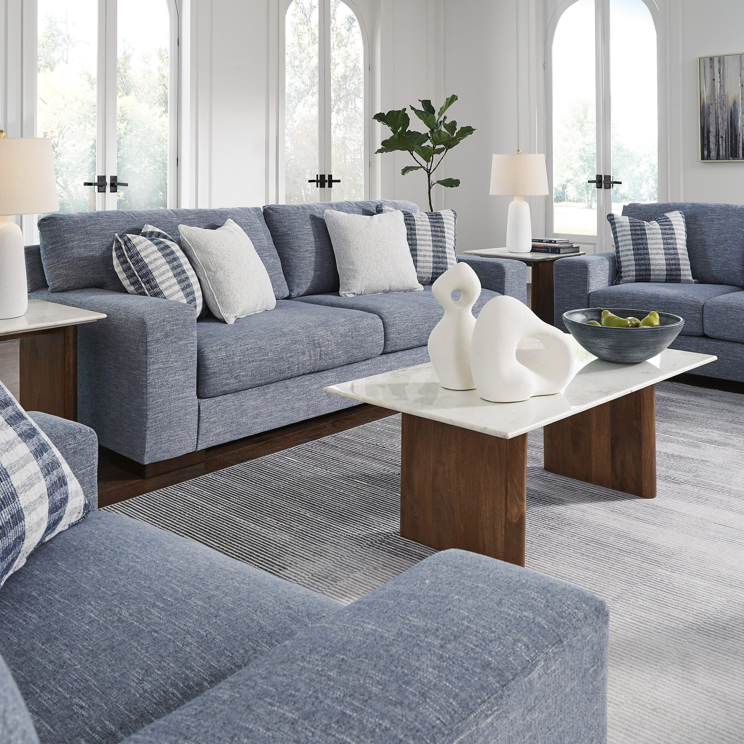 Belvoir 3-Piece Lounge Set Denim – Ottoman Not Included - Image 5