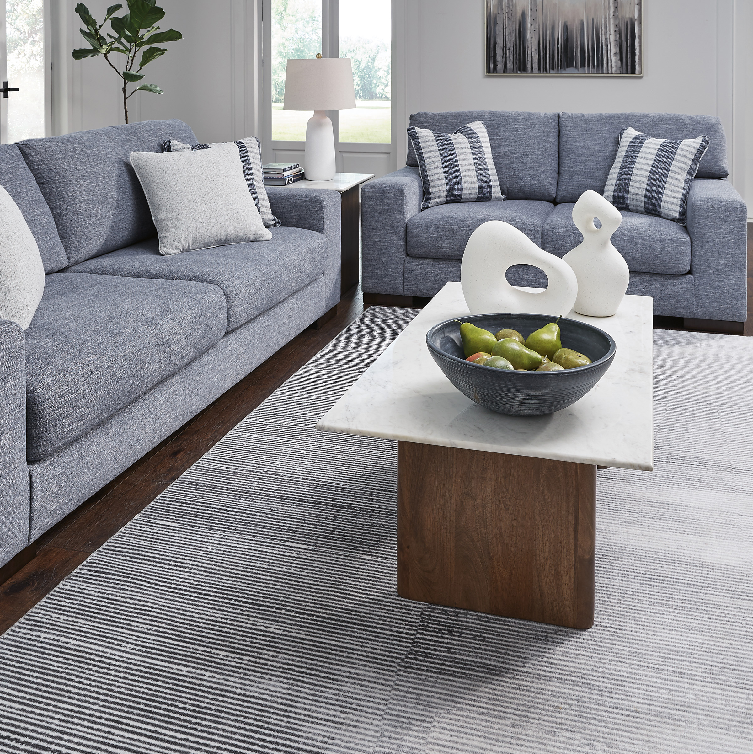 Belvoir 3-Piece Lounge Set Denim – Ottoman Not Included - Image 4