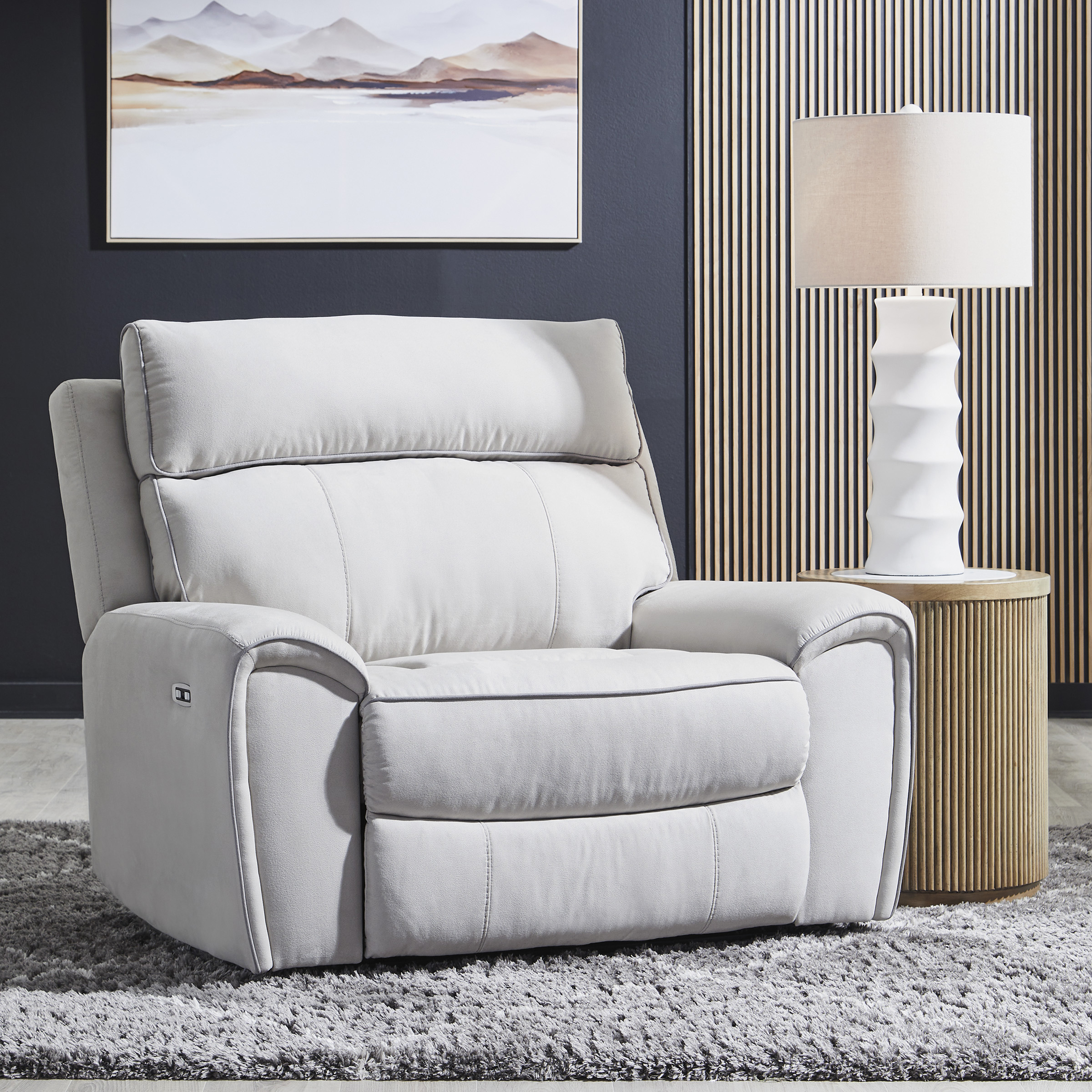 GRAFTON PIKE PWR RECLINER Pearl/Ash - Image 4