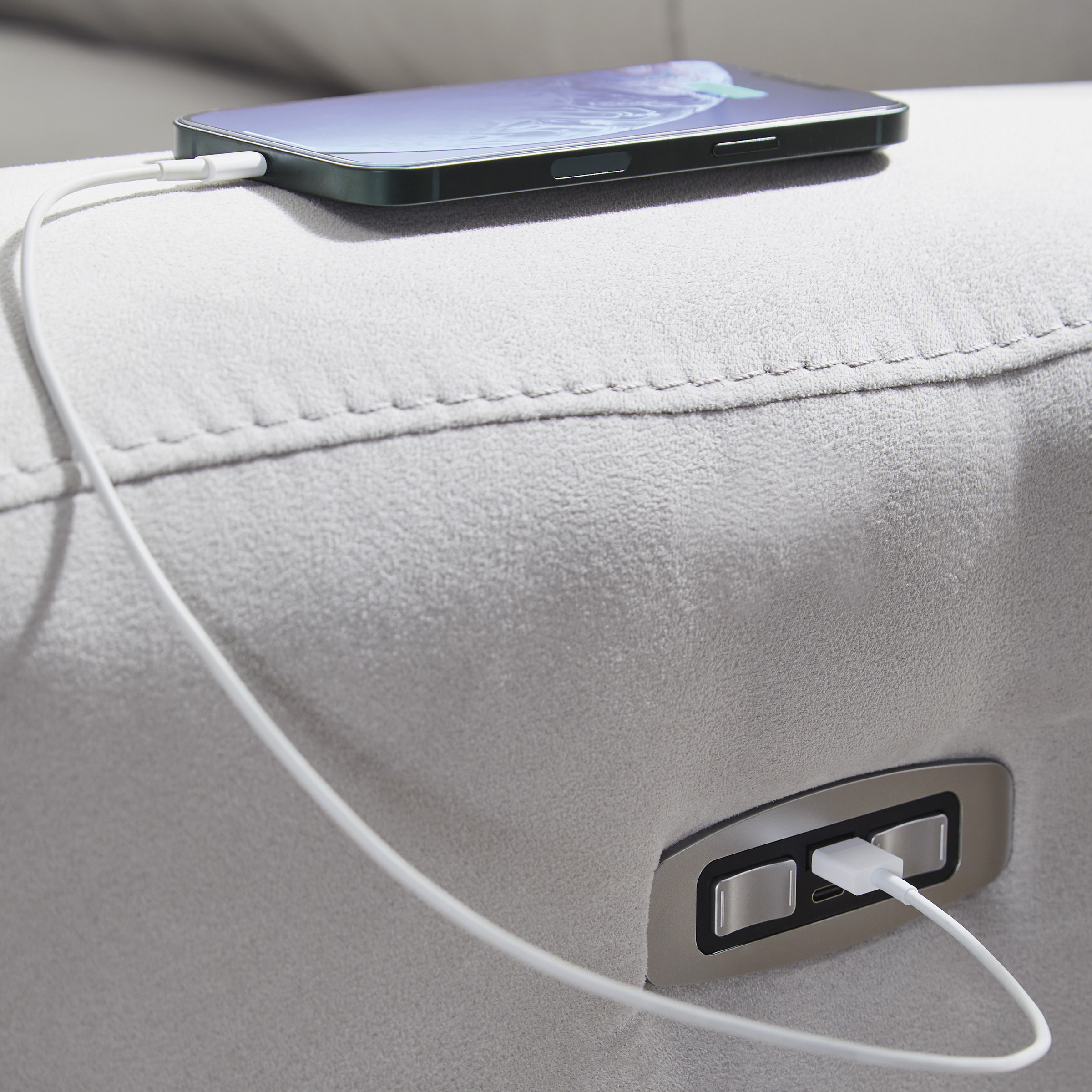 GRAFTON PIKE PWR RECLINER Pearl/Ash - Image 2