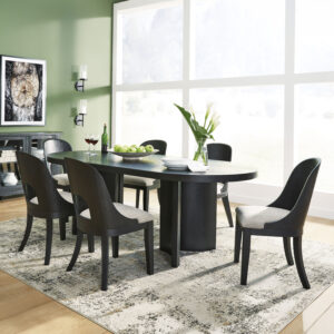 Rowanbeck 7-Piece Dining Set with Upholstered Side Chairs