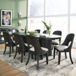 Rowanbeck 9-Piece Dining Set with Upholstered Side Chairs