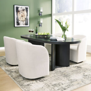 Rowanbeck 5-Piece Dining Set with Upholstered Arm Chairs